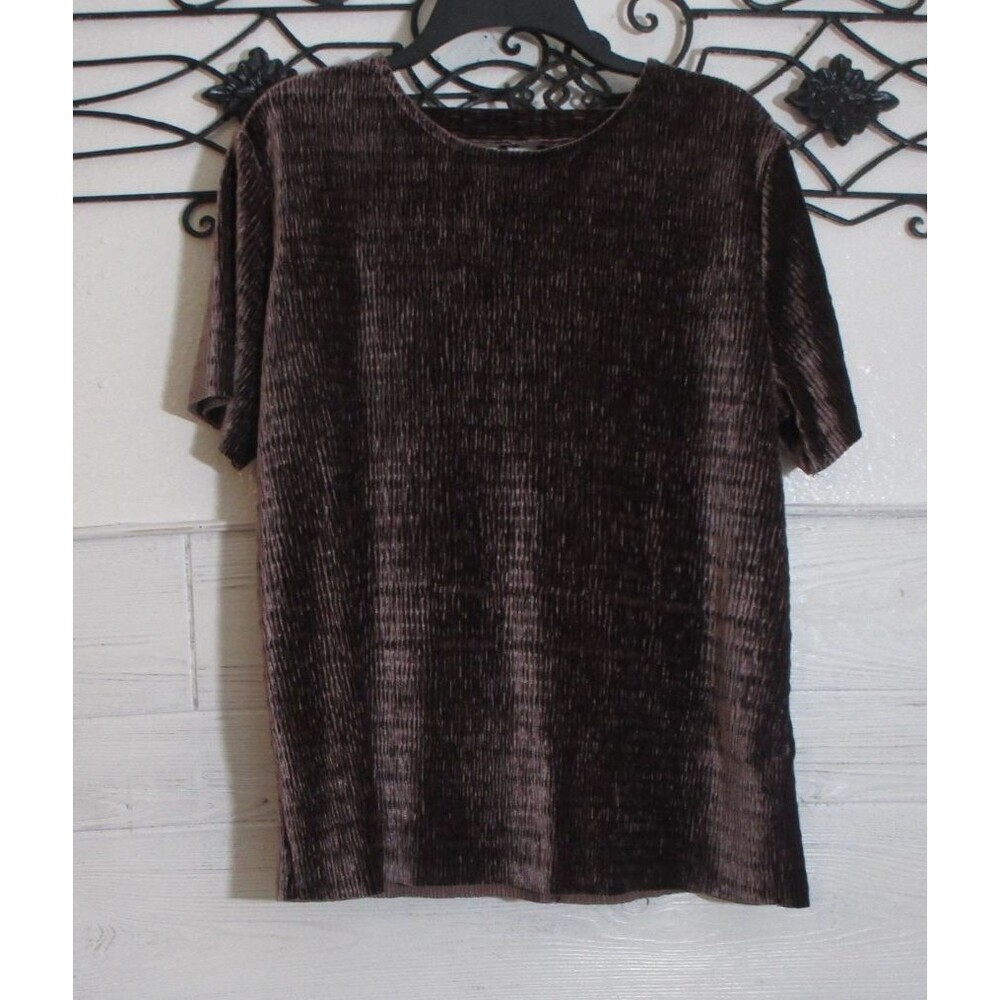 Fourteenth Place Women's Knit Velour Top Oversized Size M Short Sleeve Mauve